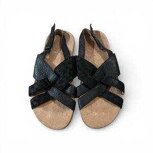 Vionic Eira Backstrap Sandal Black Leather Comfort Shoe VGUC